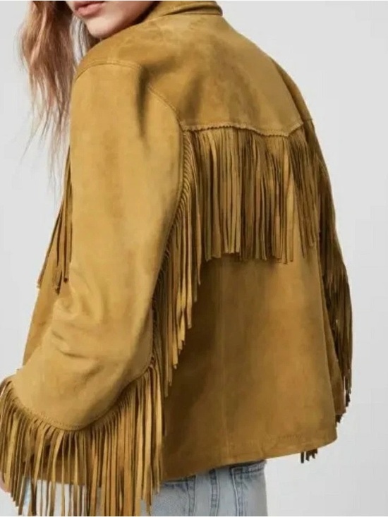 All Saints Jackets & Blazers - All Saints Mustard Fringe Suede Jacket